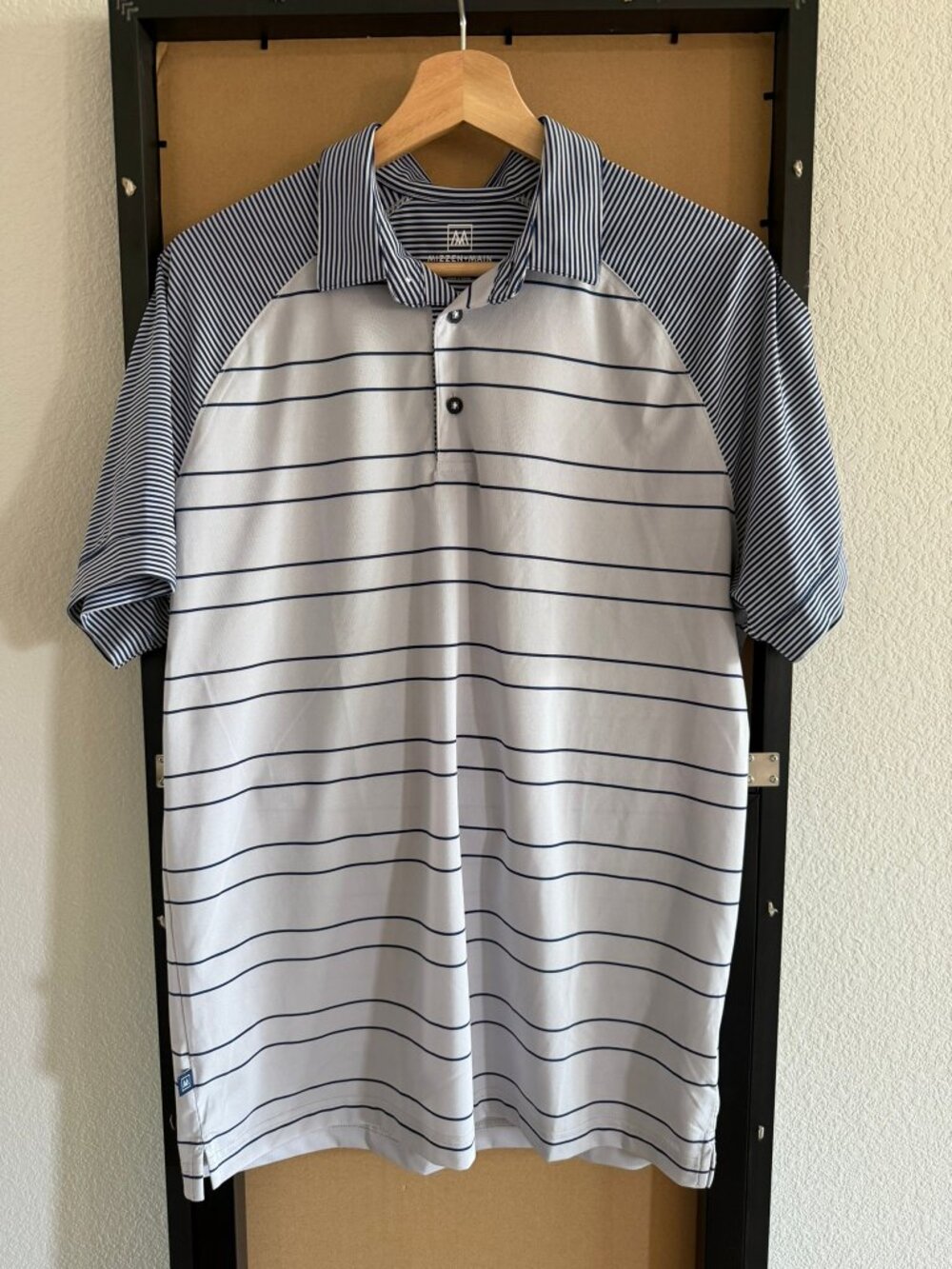 Mizzen+Main Light Grey Striped Polo (Trim)